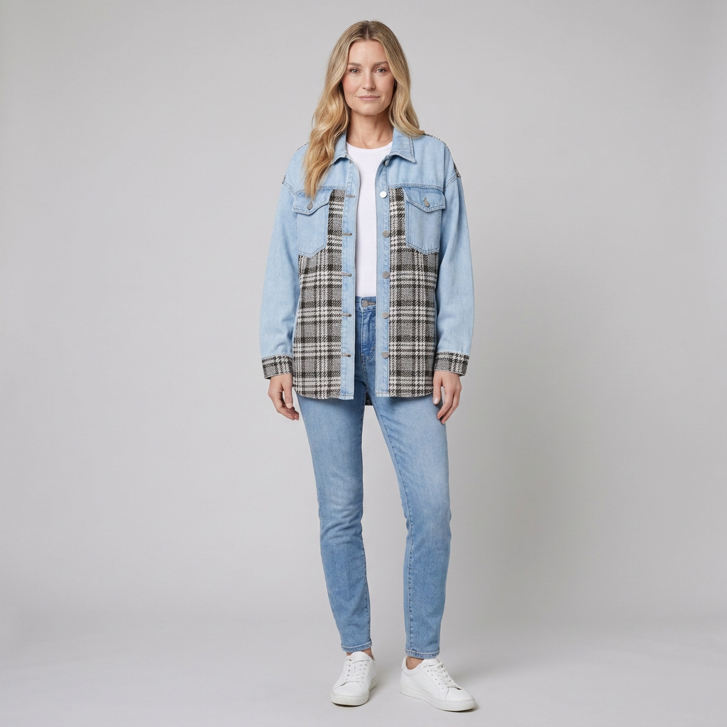 Viora Denim Jacket lichtblauw - model