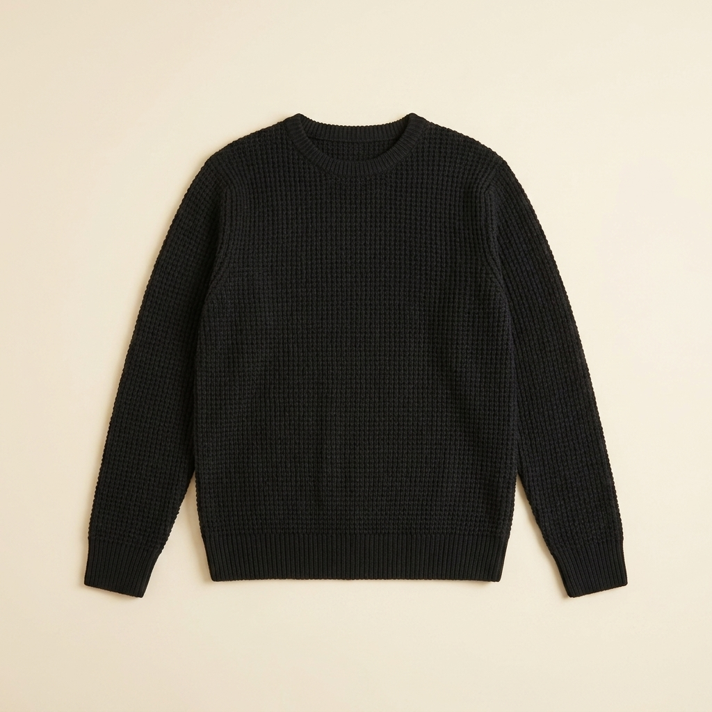 Vera Noir Kenton waffle-knit sweater, flat-lay