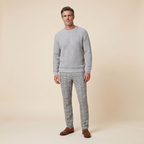 Vera Noir Kenton waffle-knit sweater in light grey, front view