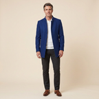 Jaxon collarless wool coat, blue
