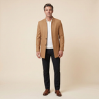 Jaxon collarless wool coat, camel