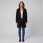 Women's Long Coat, Single-Breasted, Notch Lapels, Button Front