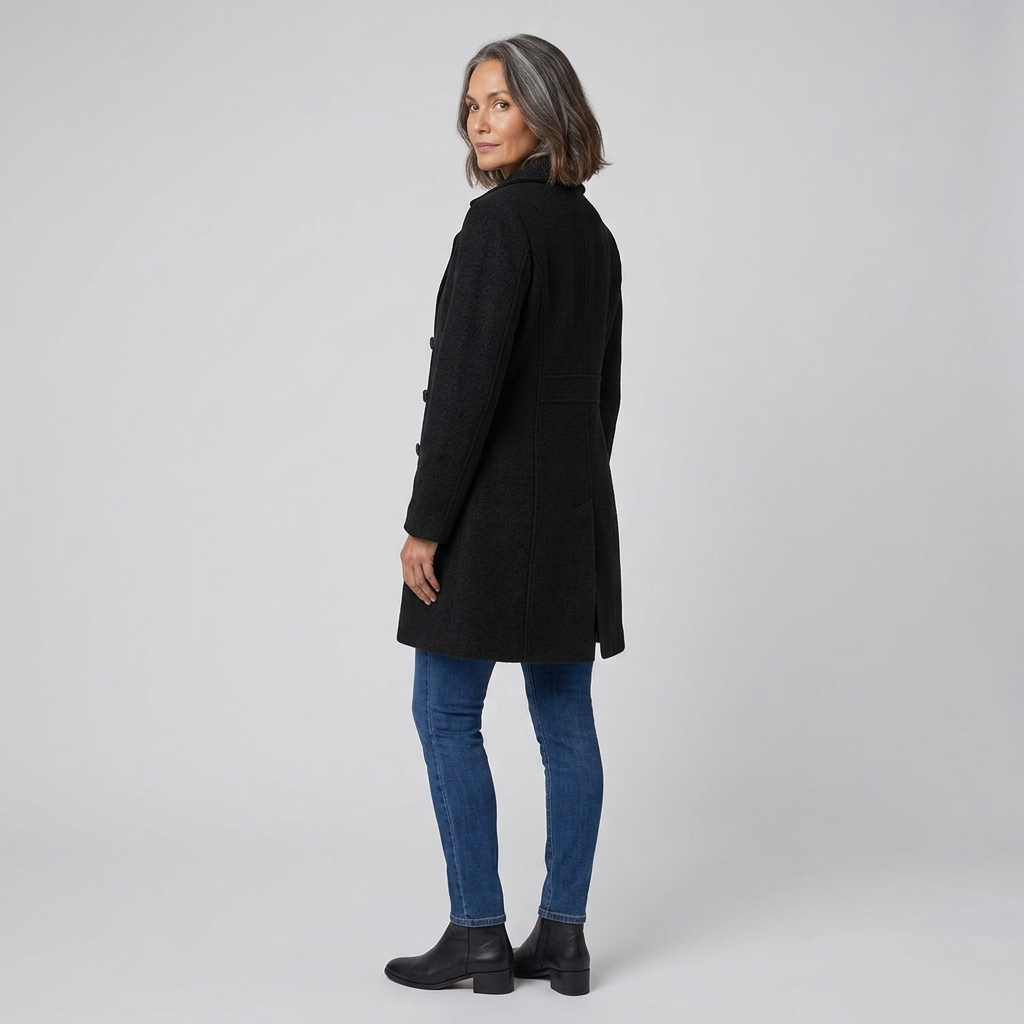 Women's Long Coat, Single-Breasted, Notch Lapels, Button Front