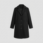 Women's Long Coat, Single-Breasted, Notch Lapels, Button Front