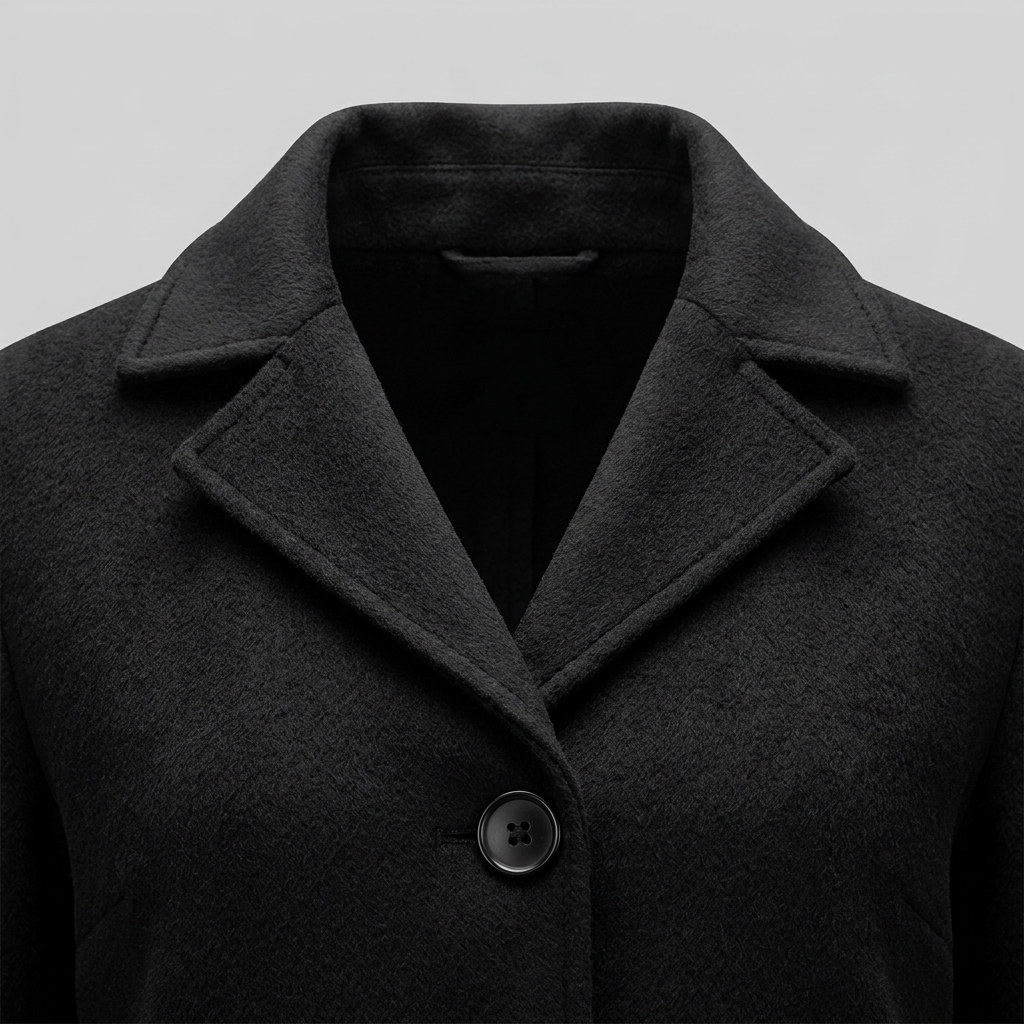 Women's Long Coat, Single-Breasted, Notch Lapels, Button Front