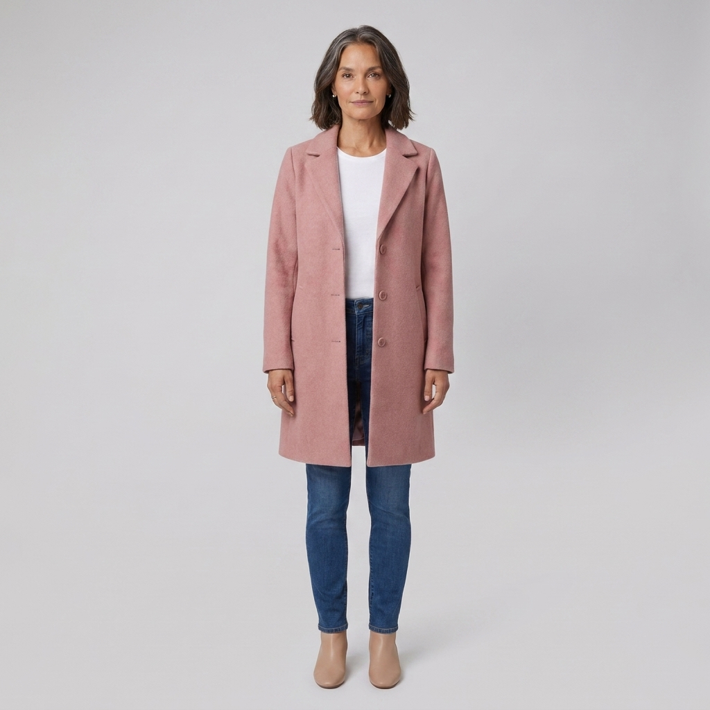 Baylea single-breasted long coat, pink
