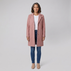 Women's Long Coat, Single-Breasted, Notch Lapels, Button Front
