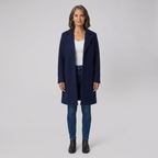 Women's Long Coat, Single-Breasted, Notch Lapels, Button Front