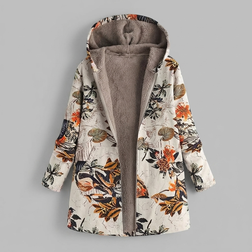 Flora floral winter parka, black