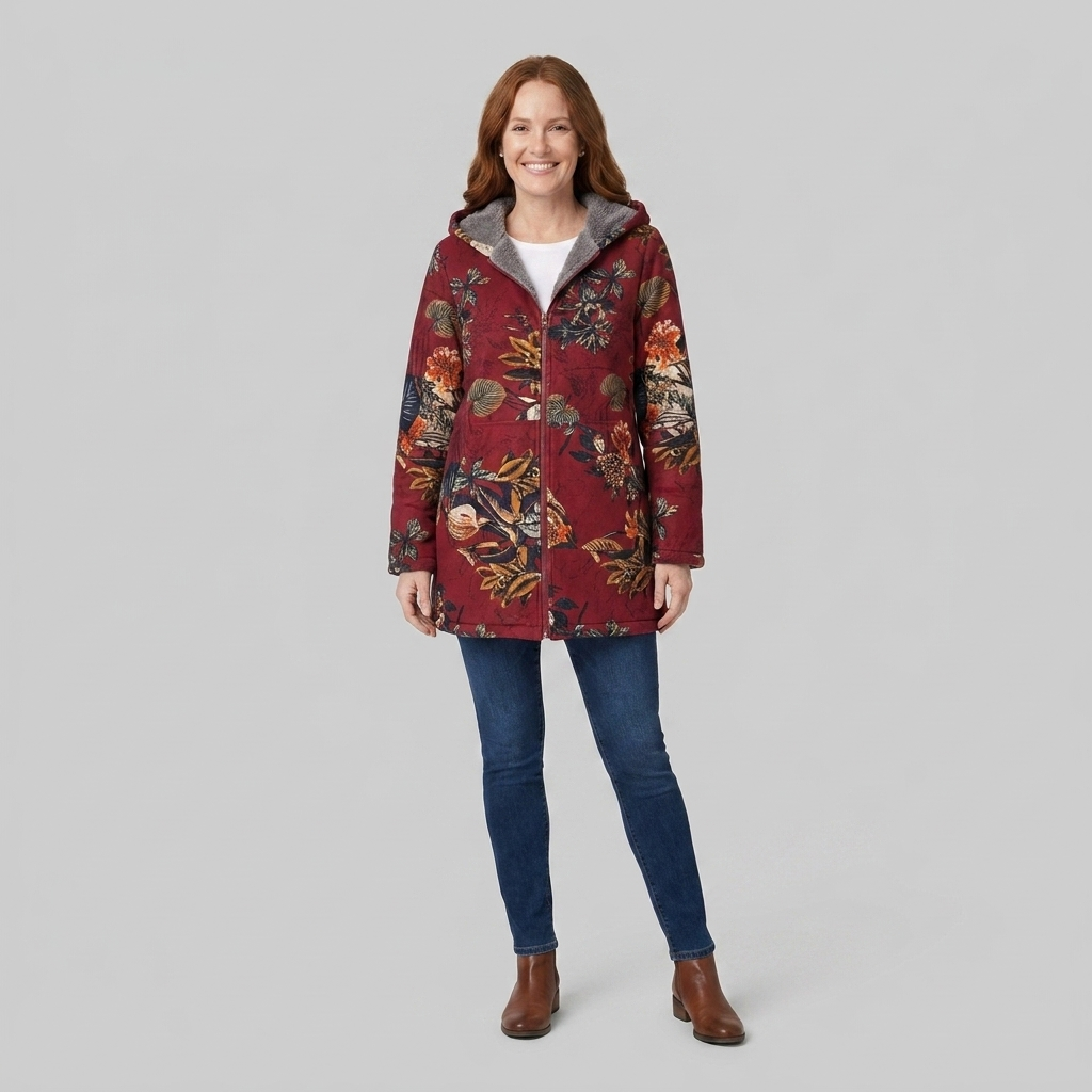Flora floral winter parka, worn