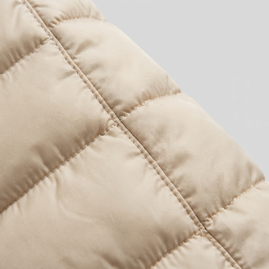 Women's Long Puffer Coat - Beige, Hooded Winter Coat