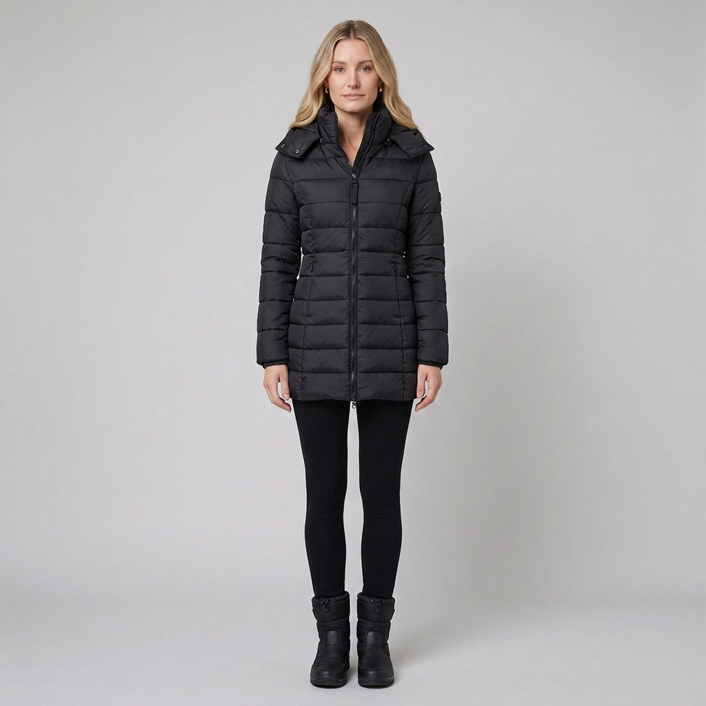 Lady hooded winter coat, black