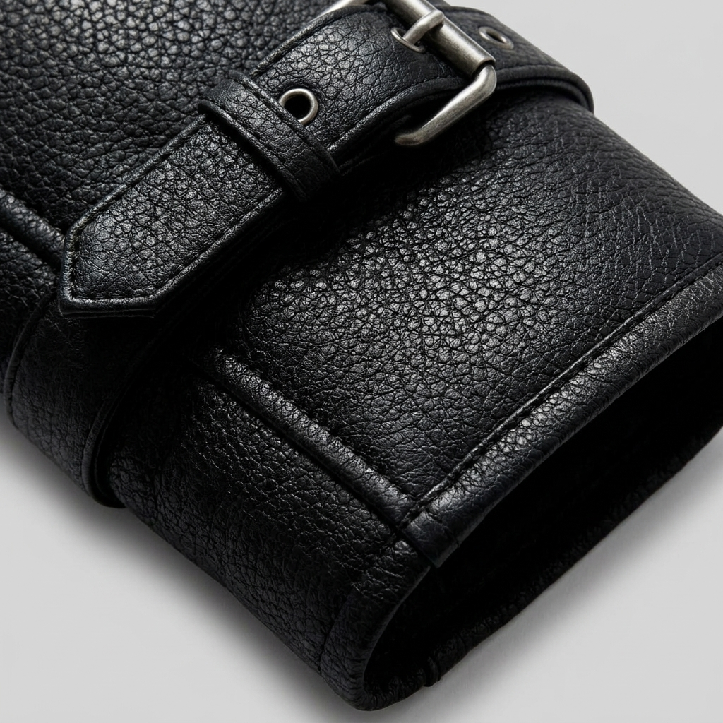 Women's 3/4 Leather Coat - Tailored, Black