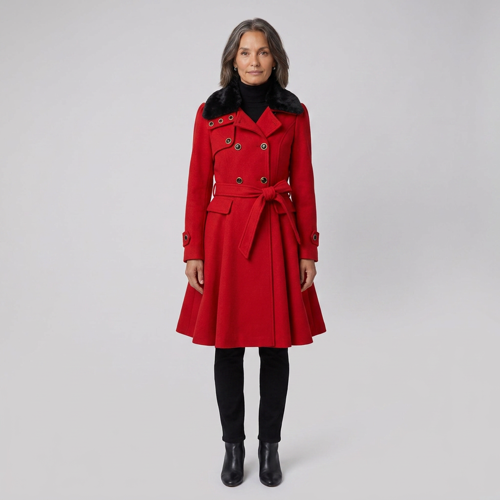 Nora wool trench red front