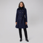 Nora wool trench navy front