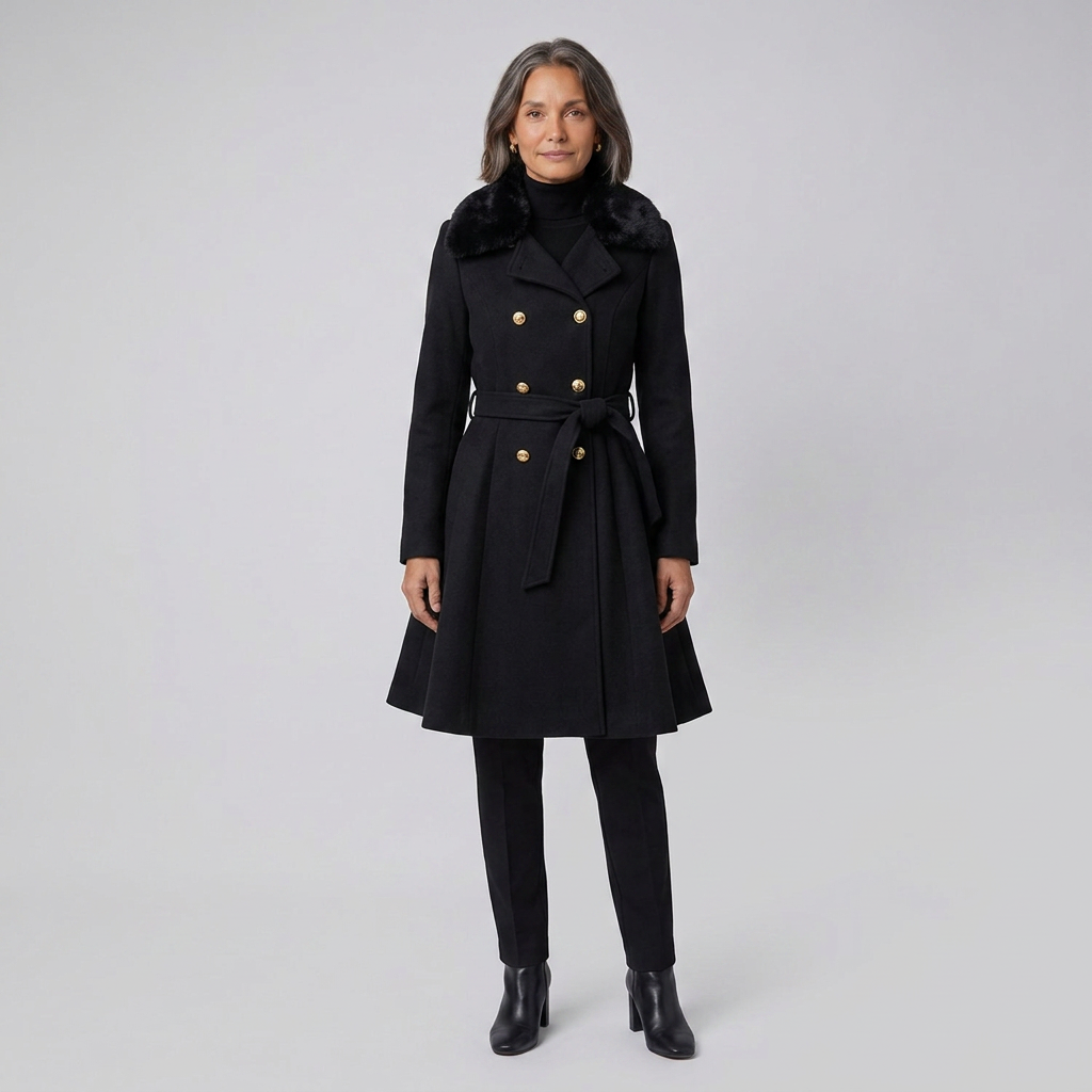 Nora wool trench black front