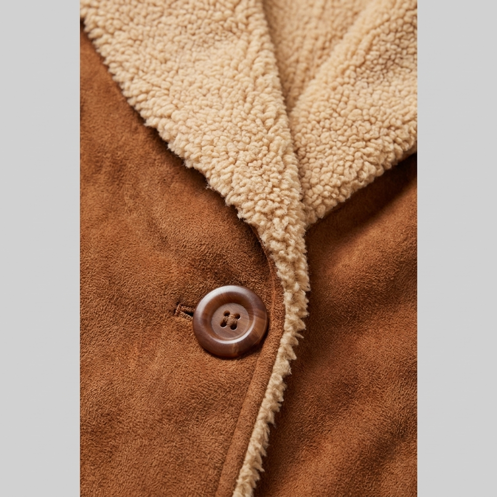 Jovia suede coat detail