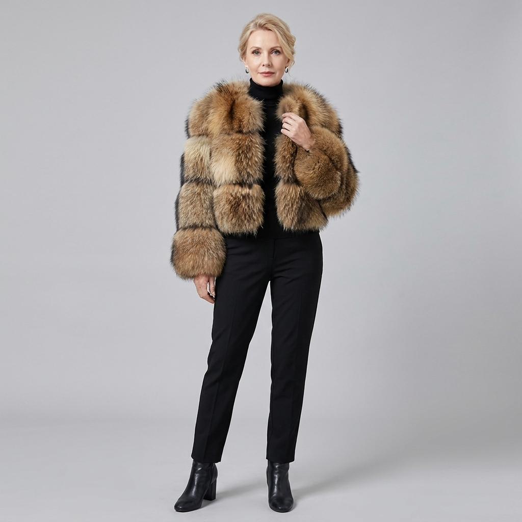 Mira faux fur pose