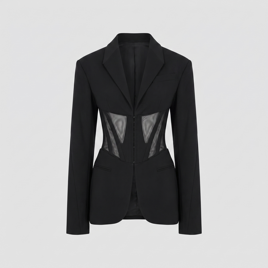 Sheer-Panel Blazer Suit - Women's Sculpted Blazer Set