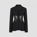 Sheer-Panel Blazer Suit - Women's Sculpted Blazer Set