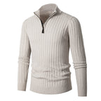 Gavin Ribbed Quarter-Zip Sweater - White