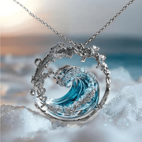 Kara Ocean Necklace featuring an elegant maritime design crafted from premium stainless steel, showcasing a stylish ocean-inspired aesthetic perfect for any occasion. - 2