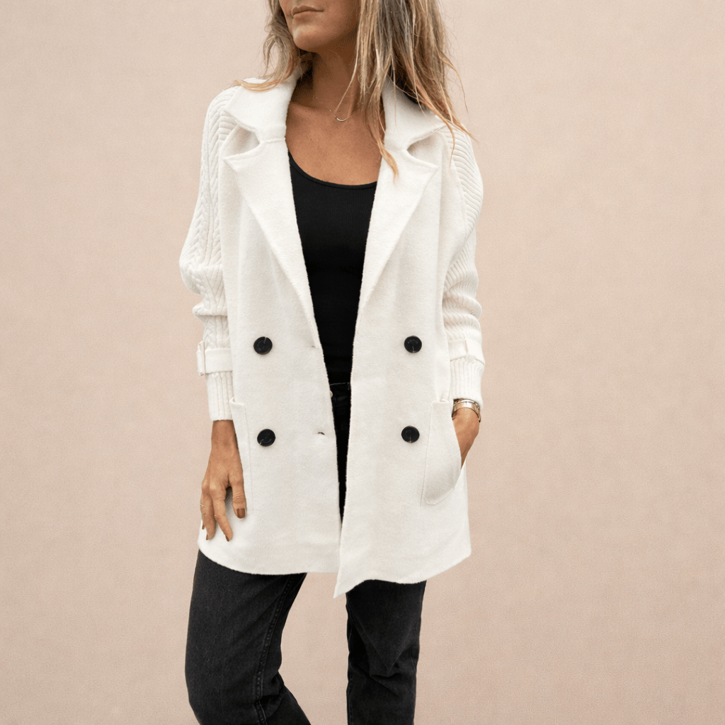 Double-Breasted Coat - Women's Mid-Length Wool Coat