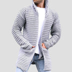 Harrison | Mid-Length Stand Collar Knit Cardigan