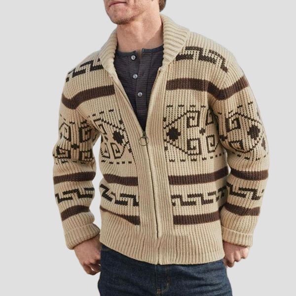 Maxwell | Geometric Lapel Sweater Knit Cardigan