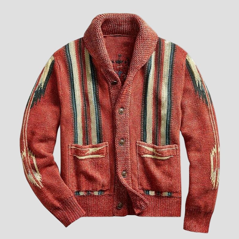 Adrian | Vintage Jacquard Lapel Knit Cardigan