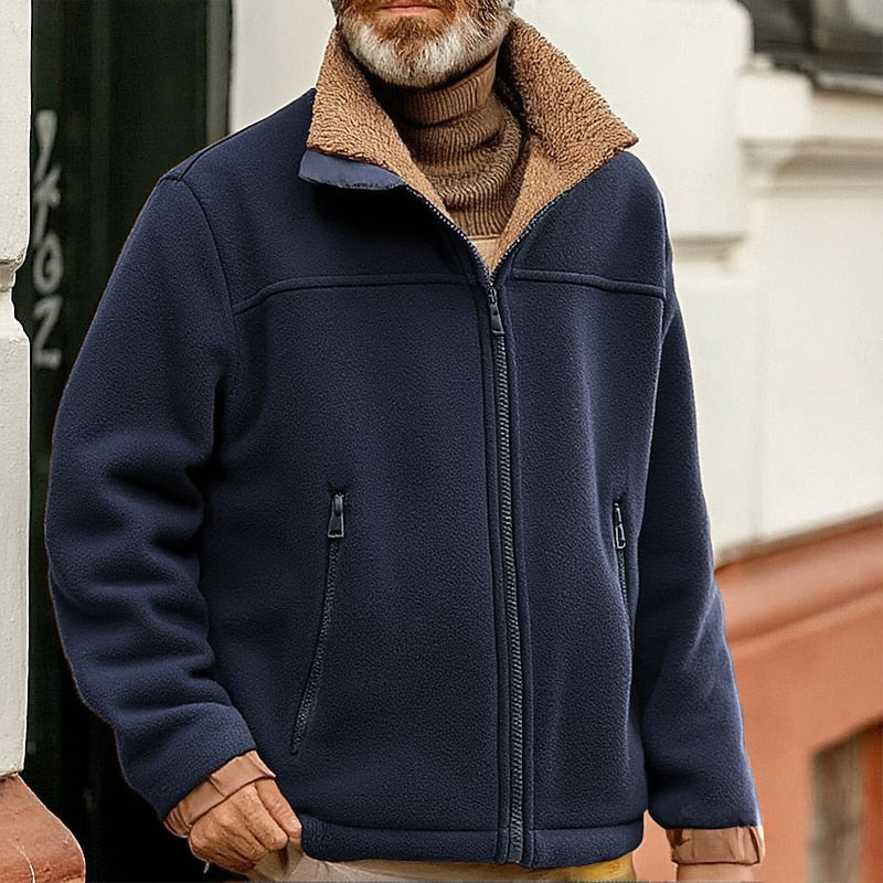 Clifford sherpa-collar full-zip jacket, blue