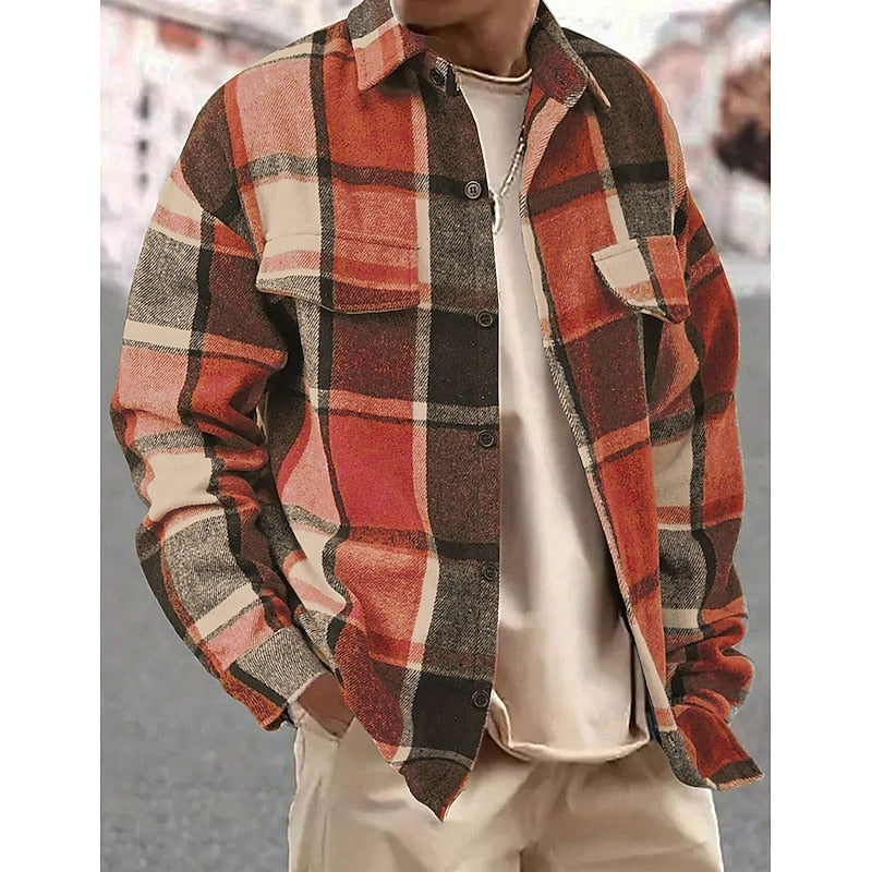 Ezra rugged plaid overshirt, orange