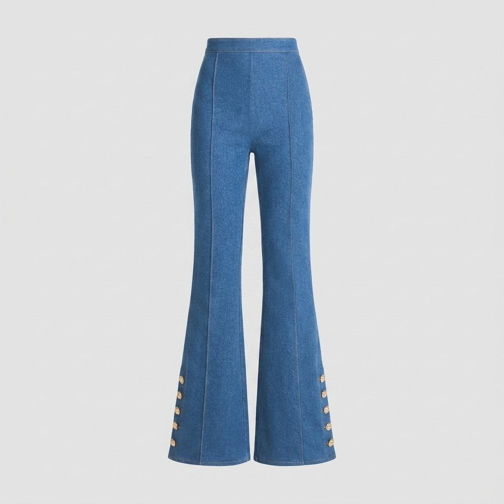 Kendra denim flared pants, product flat lay