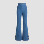 Kendra denim flared pants, product flat lay
