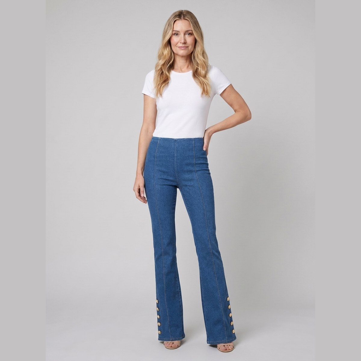 Kendra denim flared pants, front pose