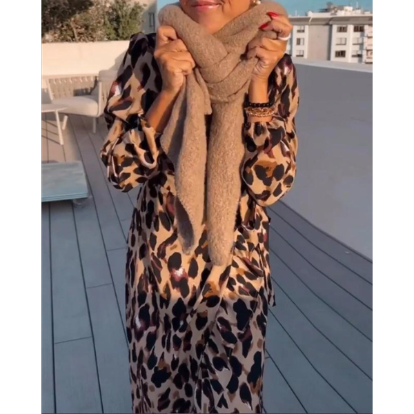 Marguerite - Leopard Print V-Neck Dress