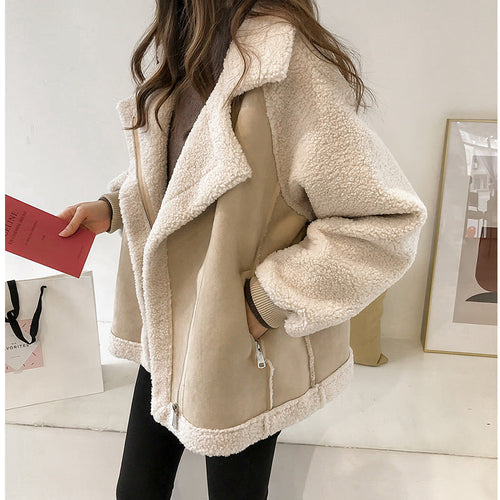 Brooke - Women's Soft Faux Shearling Oversized Coat – front view