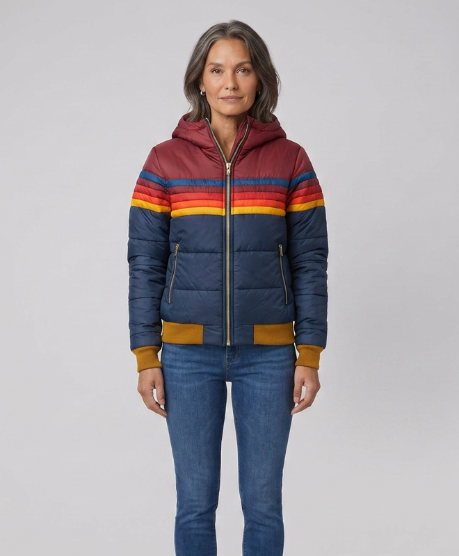 Marietta rainbow-stripe hooded puffer jacket