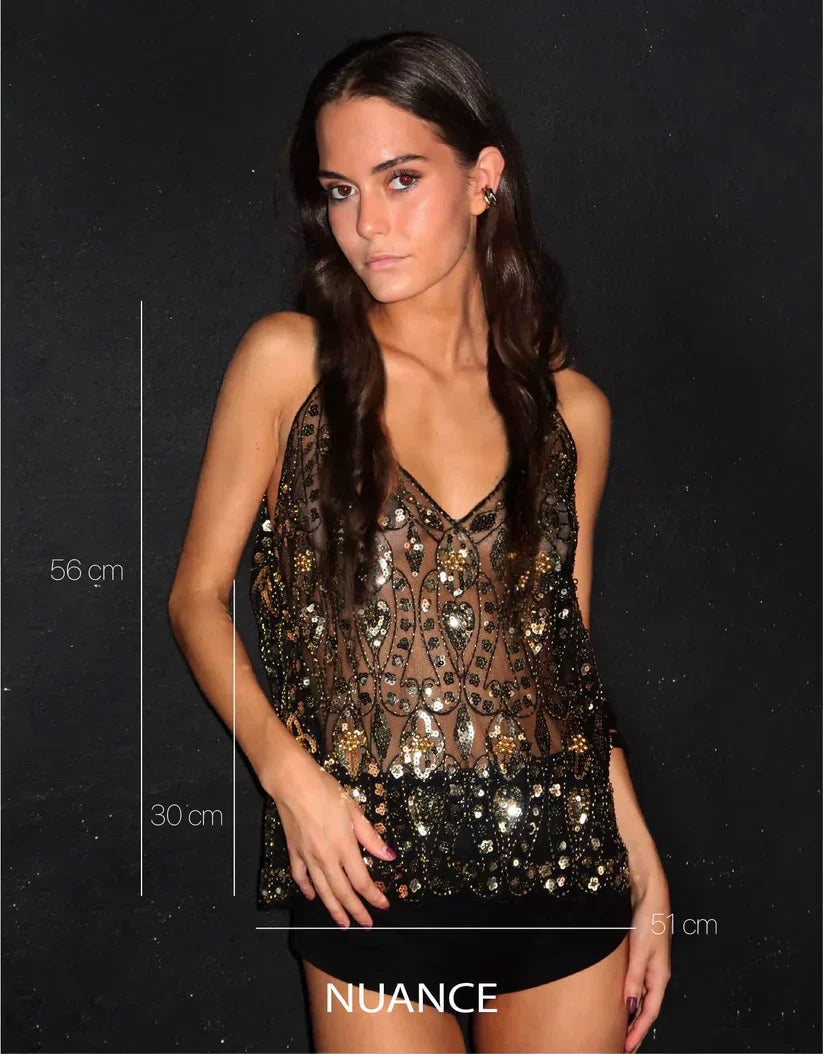 Lena | Glitter Top with Pearls
