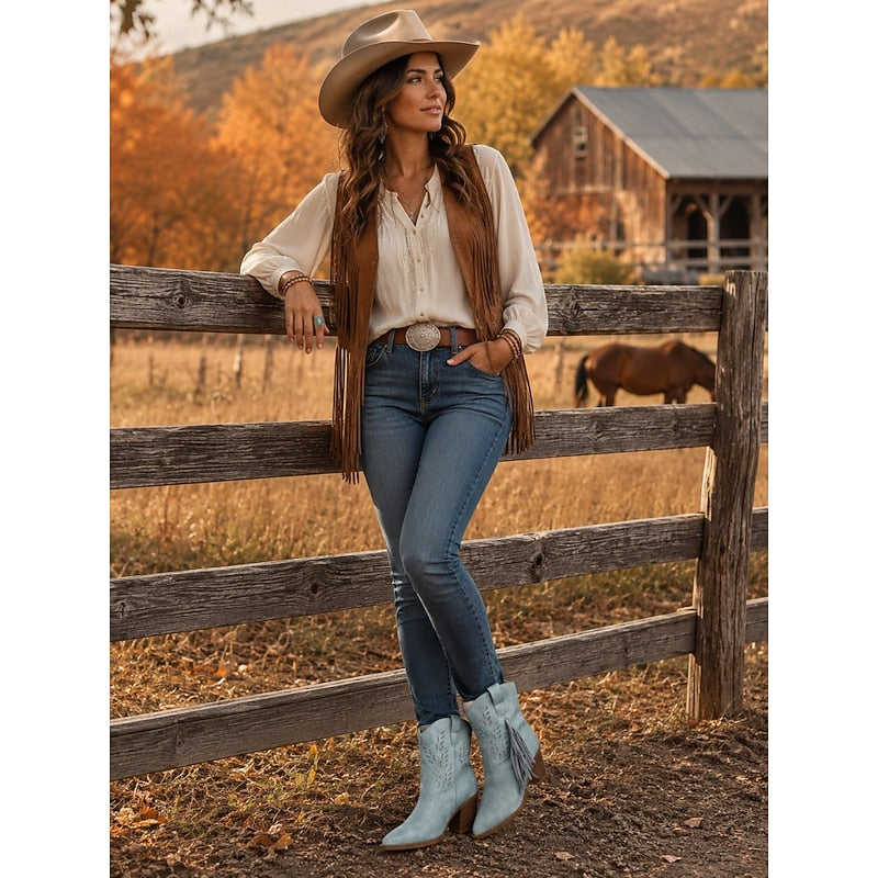 Corinne | Tasseled Western Ankle Boots