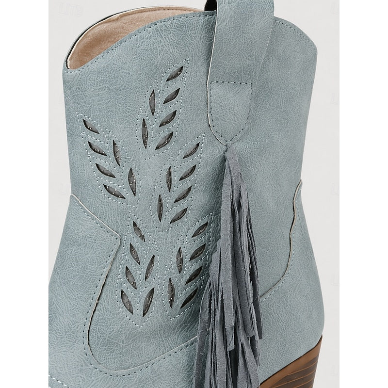 Corinne | Tasseled Western Ankle Boots
