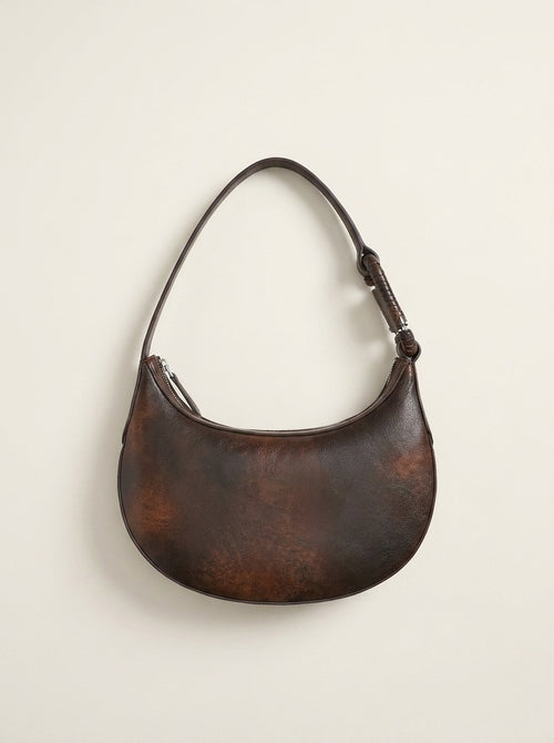 Alden espresso distressed faux leather shoulder bag