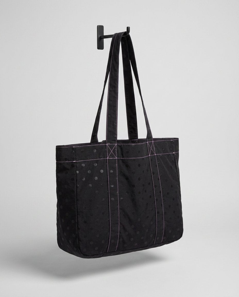 Athena Black Spot Print Tote Bag hanging