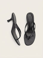 Freja black thong-style kitten heel shoes