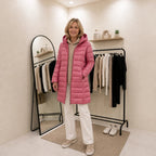 Leonora ultralight hooded puffer coat, taupe