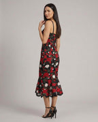 Lorena Floral Lace Sweetheart Corset Midi Dress - three-quarter back