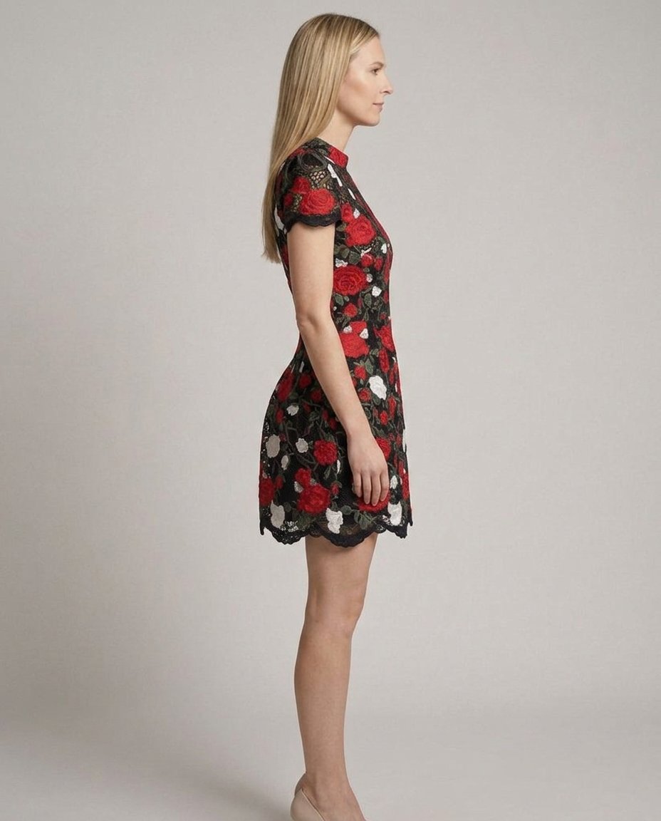 Zinnia Floral Lace Tulip Dress - side profile