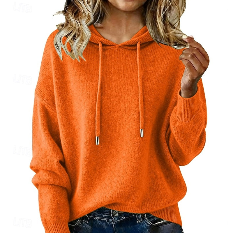 Delphine Hooded Knit Sweater – styled view