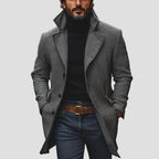 Asher Houndstooth Notch Lapel Mid-Length Coat – back view