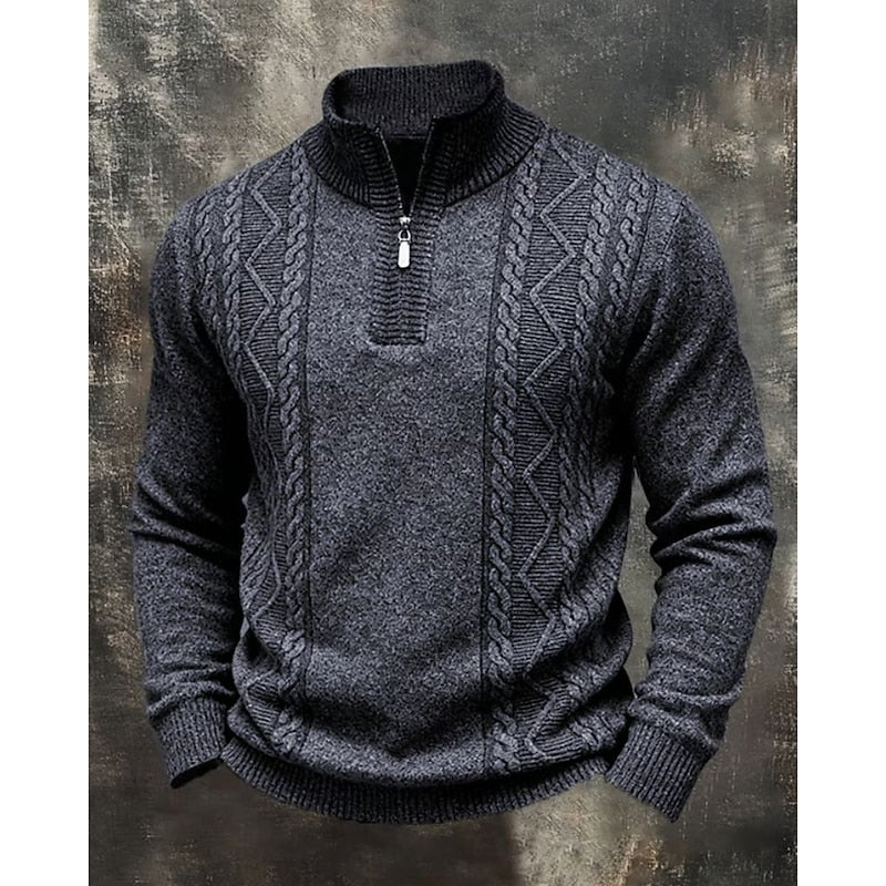 Simon cable-knit quarter-zip sweater